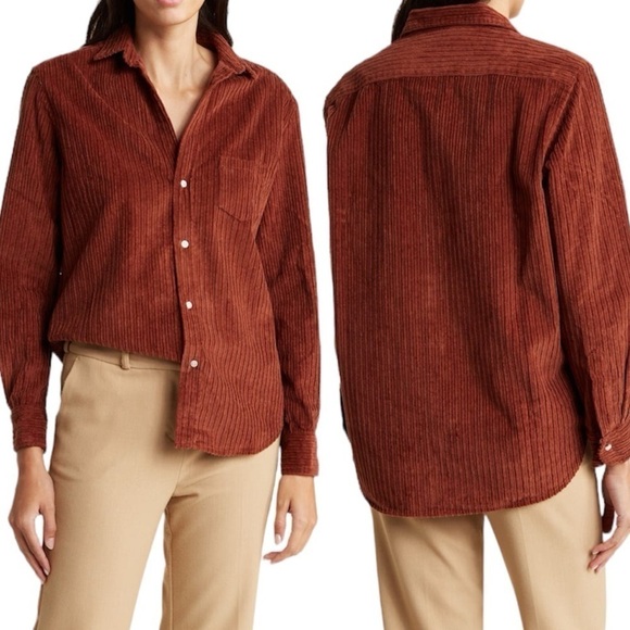 NEW Frank & Eileen Brown Corduroy Button Down Top XS Soft Relaxed Fit Layering - Picture 1 of 13